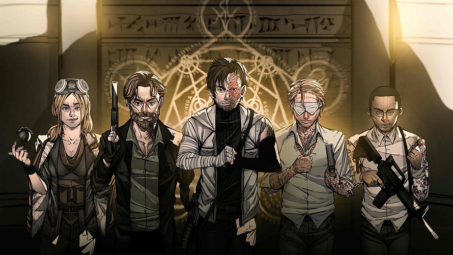 Ordem Paranormal Team Portrait in Comic Art Style with Weapons and Occult Symbols HD wallpaper