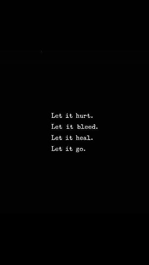 Minimalist Black Background with White Typewriter Text Quote About Healing and Letting Go HD phone wallpaper