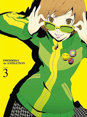 Chie Satonaka in Green Jacket and Yellow Sunglasses from Persona 4 the Animation HD phone wallpaper