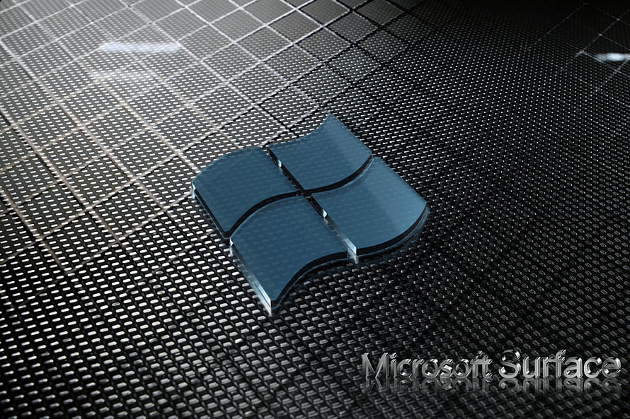 Microsoft Surface Pro 7 Logo on Textured Carbon Fiber Surface HD wallpaper