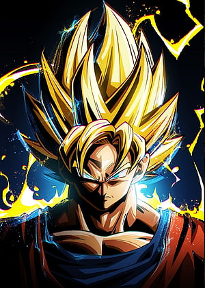 Goku Super Saiyan 1 Dragon Ball Z Anime Character Portrait with Golden Aura HD phone wallpaper
