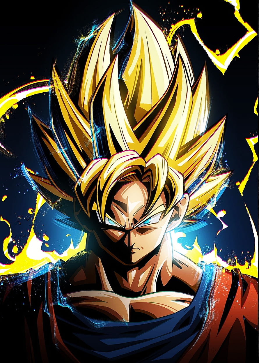 Goku Super Saiyan 1 Dragon Ball Z Anime Character Portrait with Golden Aura HD phone wallpaper