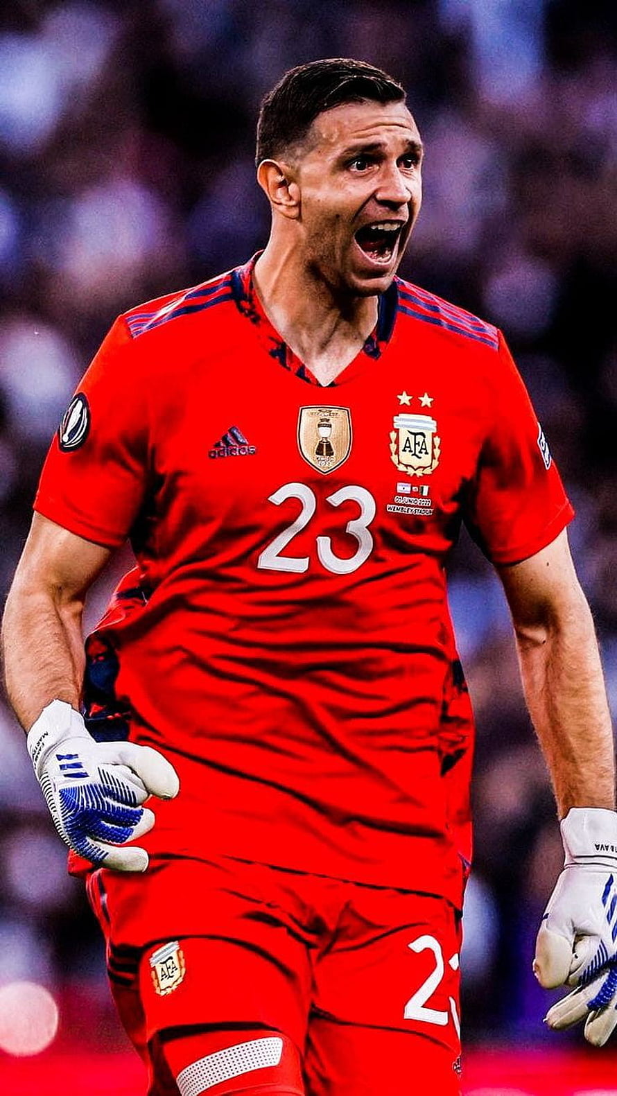 Emiliano Martinez Argentina Goalkeeper Red Kit 23 HD phone wallpaper