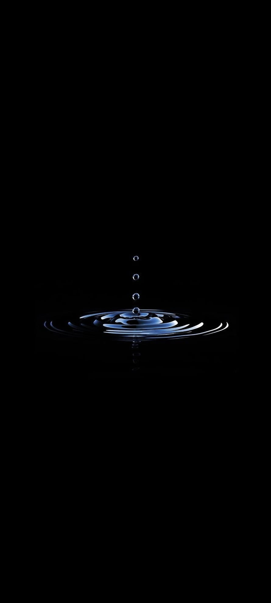 Minimalist Water Droplet Ripples on Black Background with Electric Blue Glow HD phone wallpaper