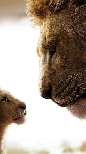 The Lion King 2022 Cinematic Close-Up of Mufasa and Simba in Tender Moment HD phone wallpaper