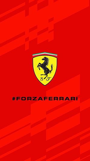Ferrari Scuderia Prancing Horse Emblem on Red Geometric Background HD phone wallpaper