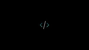 Minimalist Code Symbol on Black Background with Cyan and White Accents HD wallpaper