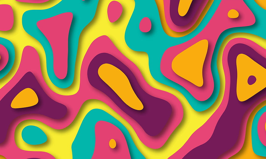 Vibrant Layered Paper Cut Abstract Pattern with Organic Shapes and Bold Colors HD wallpaper