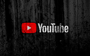 Grunge YouTube Logo on Dark Textured Concrete Background HD wallpaper