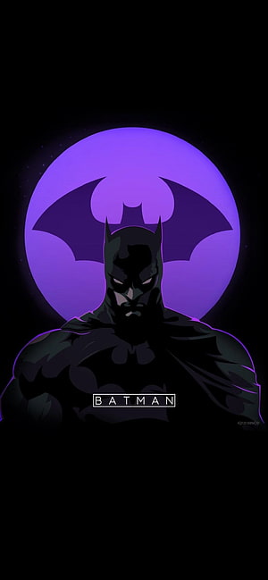 Batman Silhouette Against Purple Moon with Bat Symbol, Batman, Purple Batman HD phone wallpaper