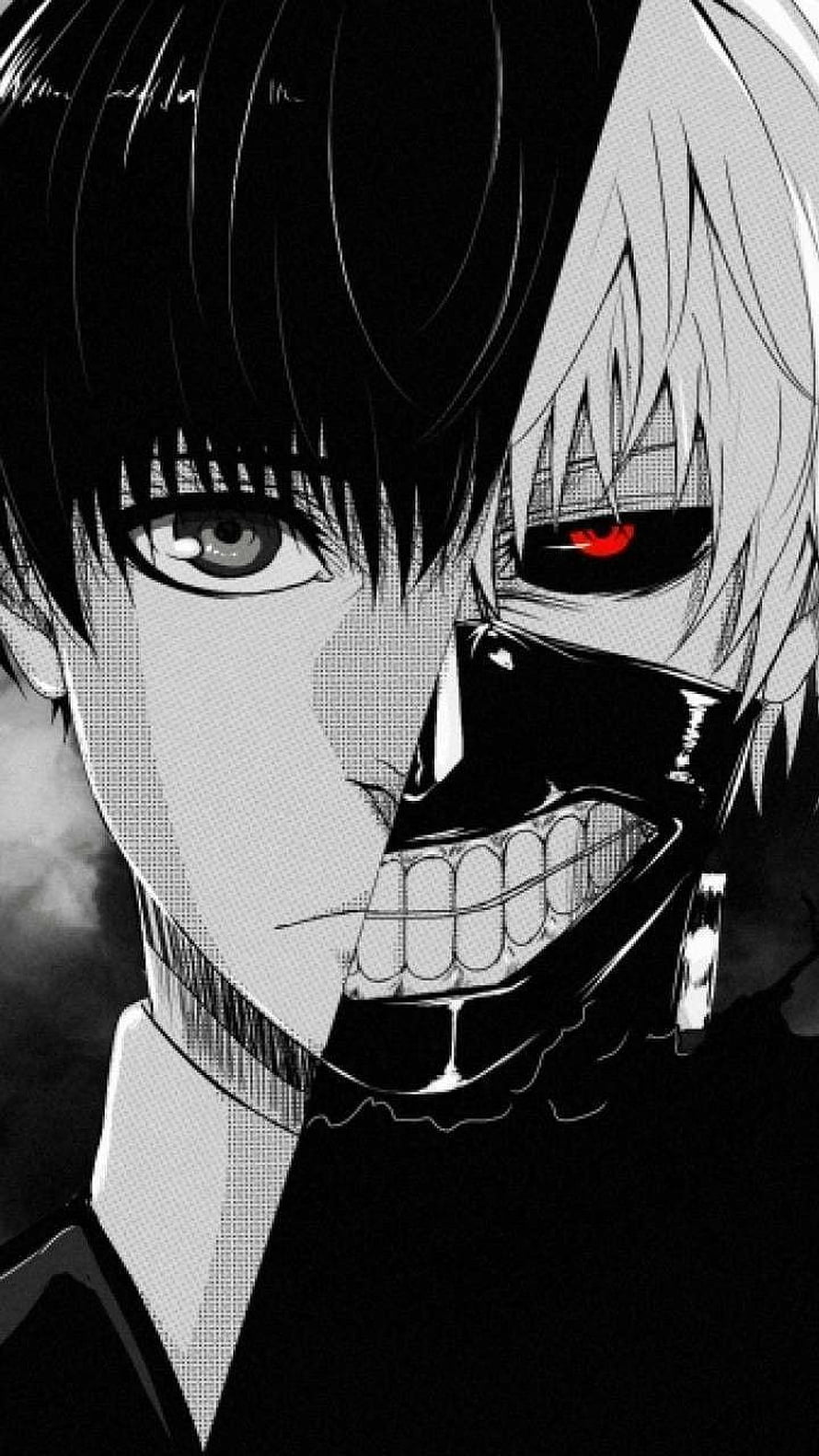 Kaneki Ken Tokyo Ghoul Split Face Portrait with Red Eye and Black Mask HD phone wallpaper