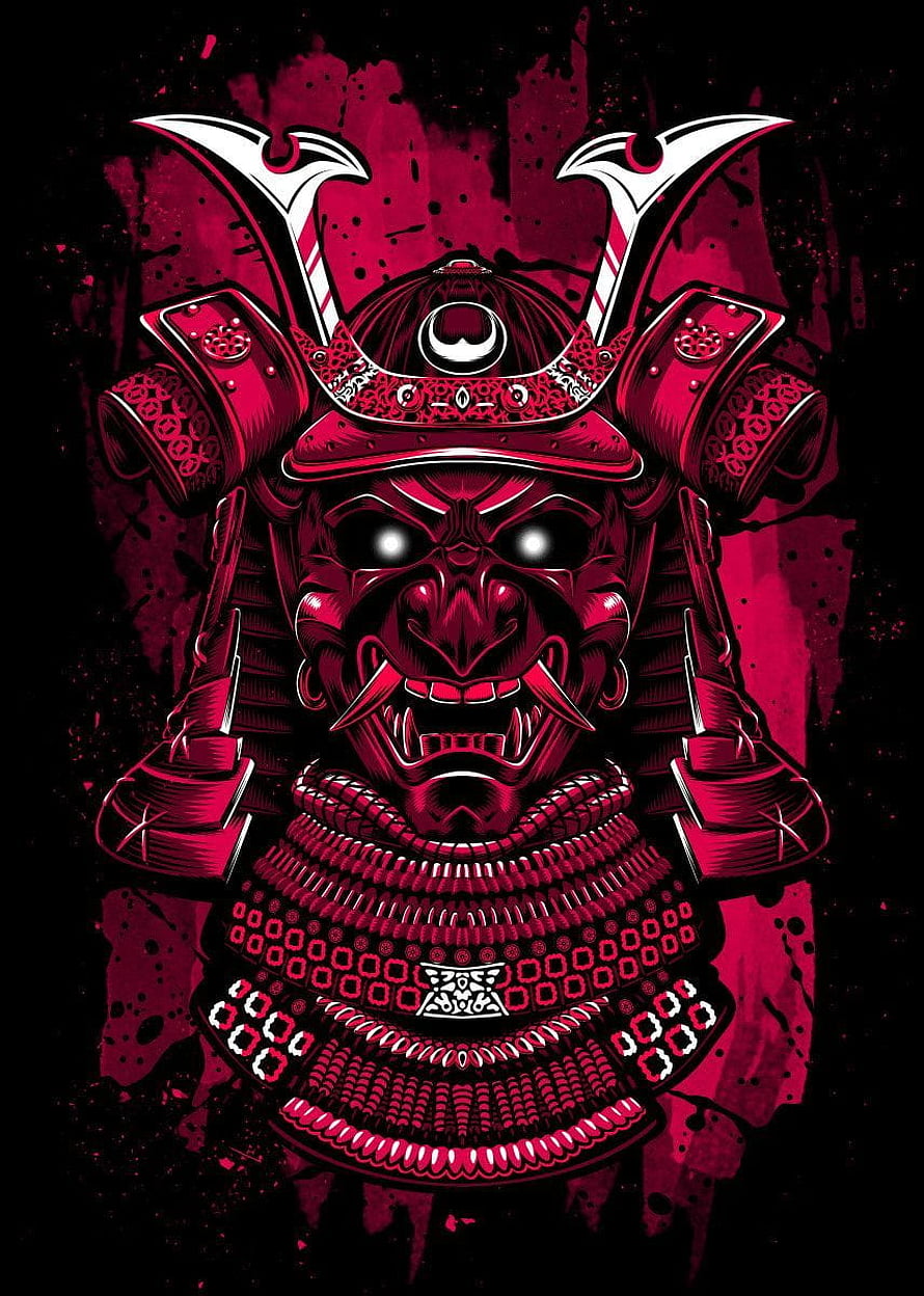 Stain Samurai by Alberto Perez: Menacing Red and Black Warrior Armor Illustration HD phone wallpaper