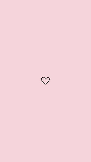 Minimalist Pastel Pink Background With Small Black Heart Outline HD phone wallpaper