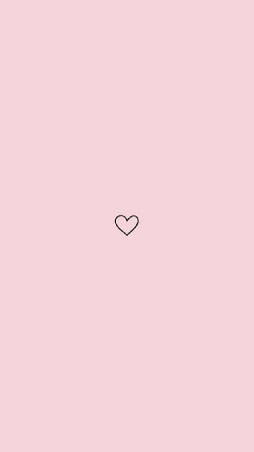 Minimalist Pastel Pink Background With Small Black Heart Outline HD phone wallpaper