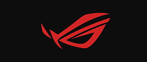Minimalist ASUS ROG Logo in Red on Black Background HD wallpaper