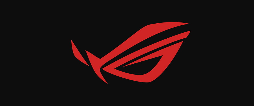 Minimalist ASUS ROG Logo in Red on Black Background HD wallpaper