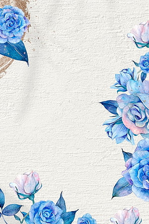 Watercolor Blue Rose Floral Frame on Textured White Background HD phone wallpaper