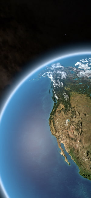 Earth From Space Showing North America and Pacific Ocean with Atmospheric Glow HD phone wallpaper