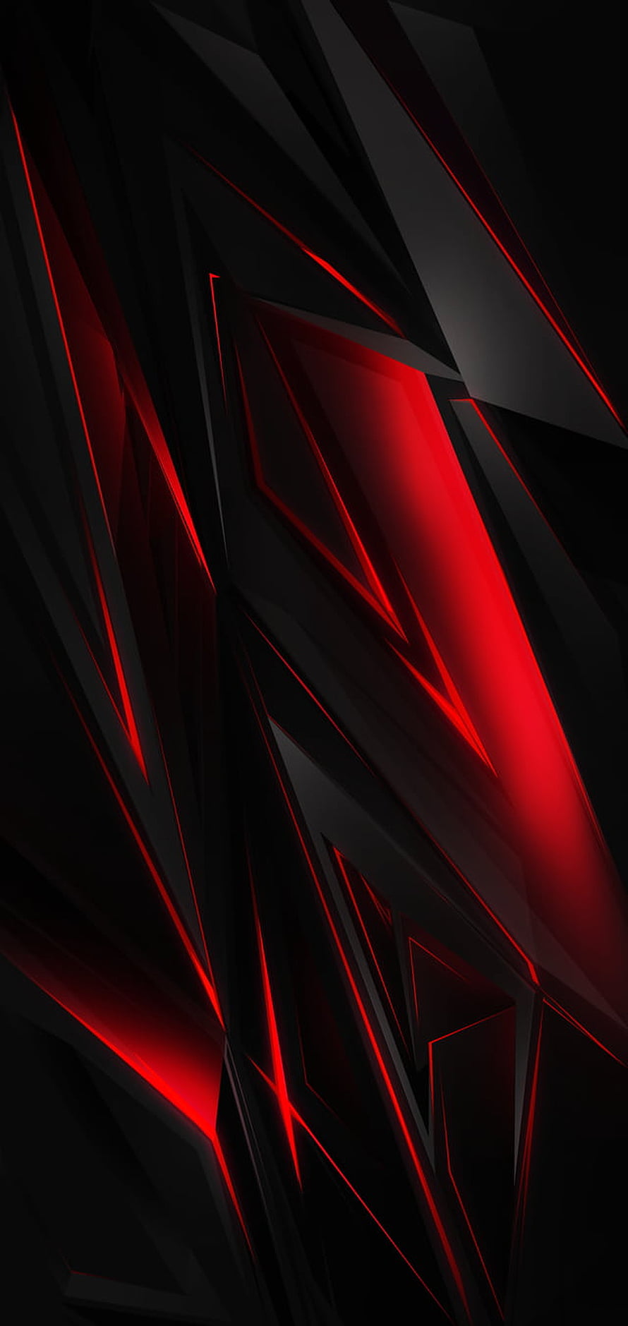 Dark Geometric Abstract Wallpaper With Glowing Red Accents And Sharp Angular Shapes HD phone wallpaper