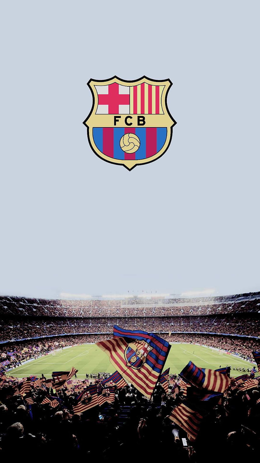 FC Barcelona Stadium Crowd With Flags and Club Crest HD phone wallpaper