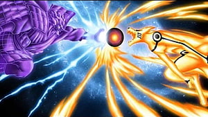 Naruto Susanoo and Kurama Clash in Epic Anime Battle Scene HD wallpaper