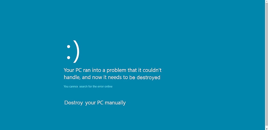 Humorous Windows Blue Screen of Death Parody with Sarcastic Error Message HD wallpaper