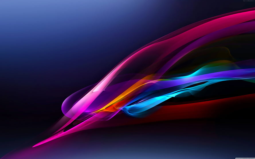 Vibrant Neon Ribbons Flowing Through Dark Space Abstract Digital Art HD wallpaper