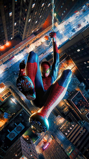Spider-Man Swinging Through a Neon-Lit City at Night in Cinematic Action, The Amazing Spider Man , Spider Man Amazing HD phone wallpaper