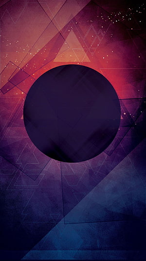 Abstract Geometric Eclipse Poster with Triangular Patterns and Cosmic Gradient HD phone wallpaper
