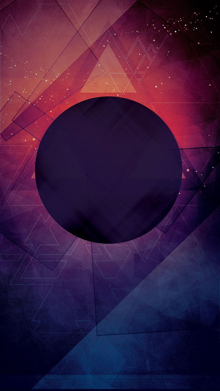 Abstract Geometric Eclipse Poster with Triangular Patterns and Cosmic Gradient HD phone wallpaper