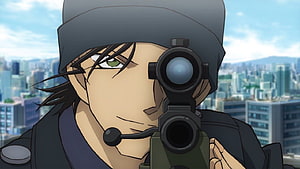Shuichi Akai Aiming Sniper Rifle in Detective Conan Anime Scene HD wallpaper