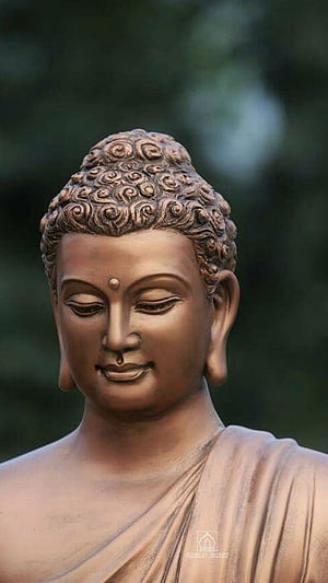 Serene Buddha Statue Portrait with Serene Expression and Traditional Robes HD phone wallpaper