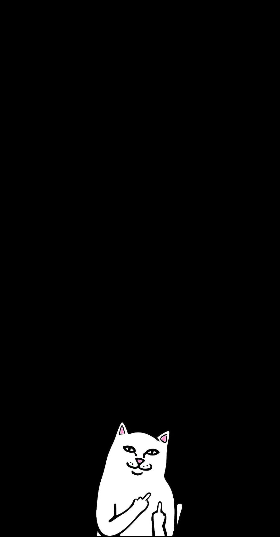 Ripndip White Cat Illustration Giving Middle Finger on Black Background HD phone wallpaper