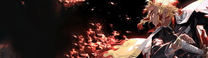 Demon Slayer Rengoku Kyojuro Anime Artwork with Fiery Flames and Katana HD wallpaper