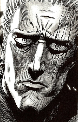 King Intense Close-Up Portrait from One Punch Man Manga HD phone wallpaper
