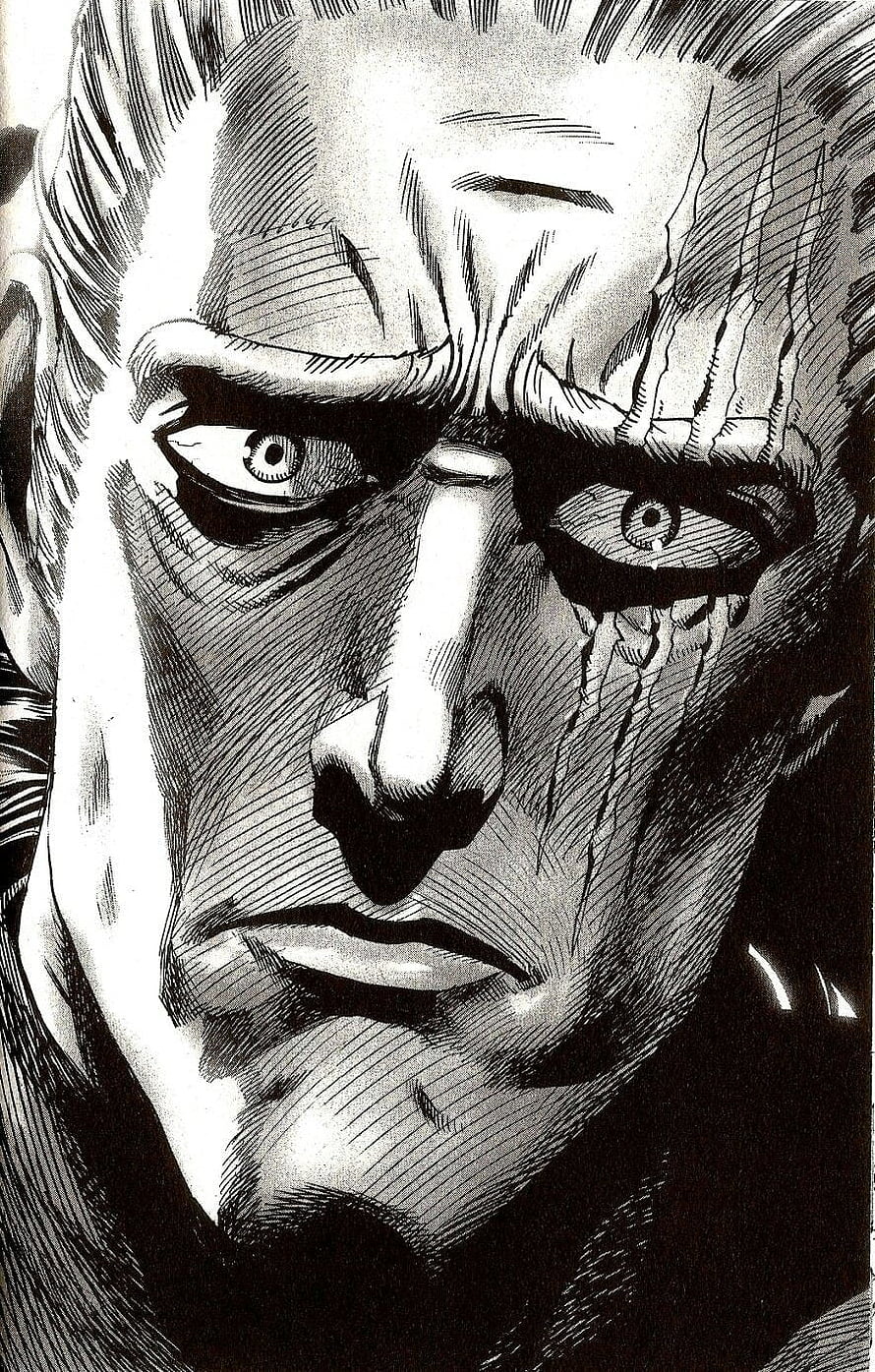 King Intense Close-Up Portrait from One Punch Man Manga HD phone wallpaper