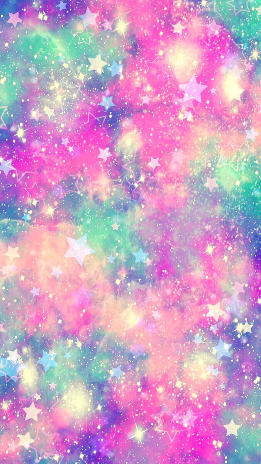 Pastel Rainbow Galaxy with Glittering Stars and Soft Nebula Clouds HD phone wallpaper