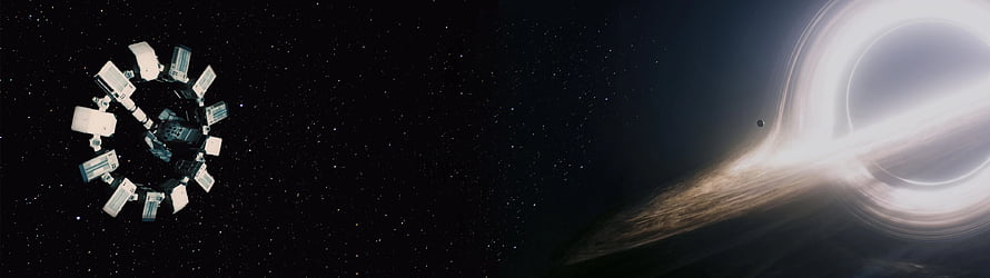 Interstellar Gargantua Black Hole and Endurance Spacecraft in Deep Space HD wallpaper