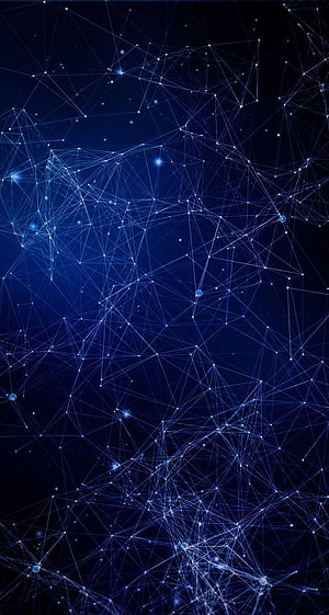Abstract Geometric Network Pattern with Glowing Blue Nodes on Dark Background HD phone wallpaper