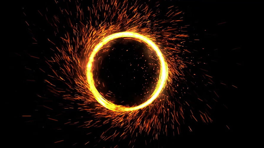 Doctor Strange Magic Portal with Golden Energy Ring and Radiant Sparks on Black Background HD wallpaper
