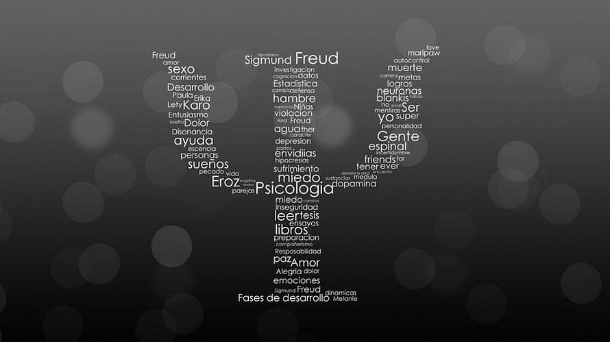 Sigmund Freud Psychology Word Cloud on Dark Bokeh Background HD wallpaper