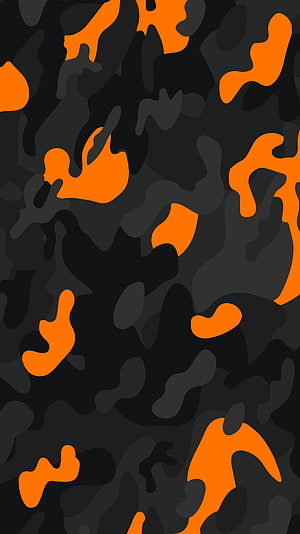 Black and Orange Camouflage Pattern Abstract Digital Wallpaper HD phone wallpaper