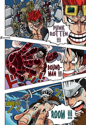 One Piece Supernova Trio Manga Panel Featuring Eustass Kid, Portgas D Ace, and Trafalgar Law HD phone wallpaper