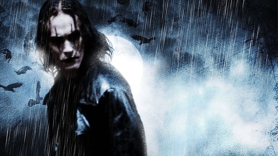 The Crow Movie Poster Featuring Dark Figure in Rain and Moonlight HD wallpaper