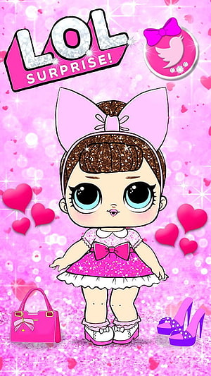 LOL Surprise Doll in Pink Glitter Dress with Cat Ears and Accessories HD phone wallpaper