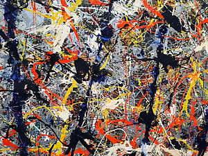 Jackson Pollock Abstract Expressionist Drip Painting with Vibrant Color Splatters HD wallpaper