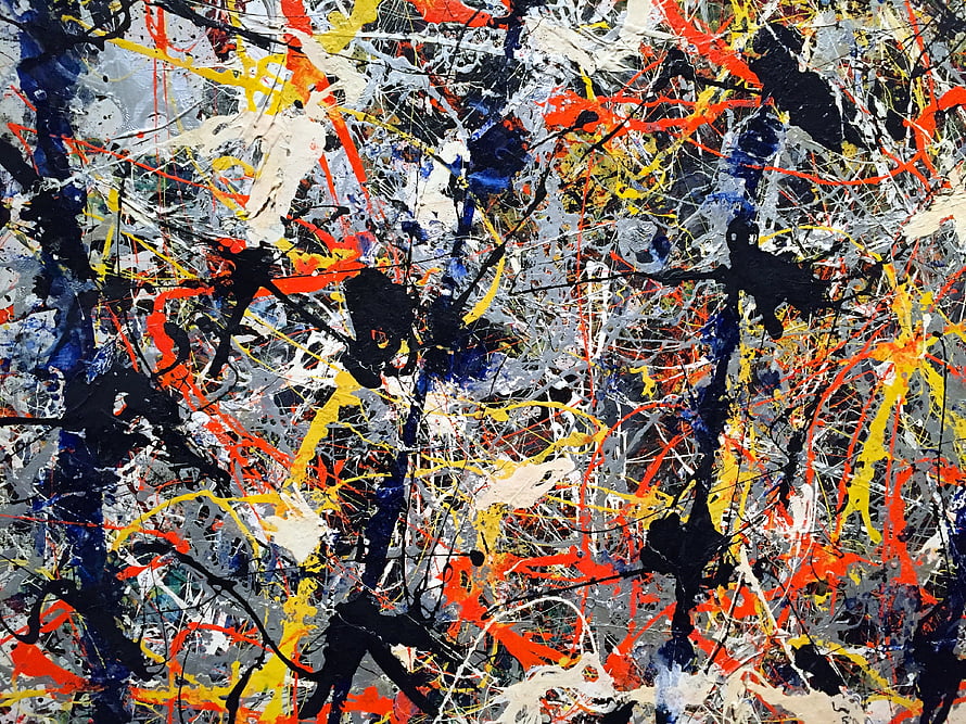Jackson Pollock Abstract Expressionist Drip Painting with Vibrant Color Splatters HD wallpaper