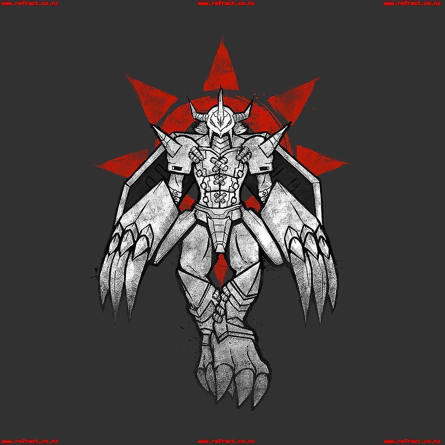 Wargreymon Digimon Character Artwork with Red Star Background HD phone wallpaper