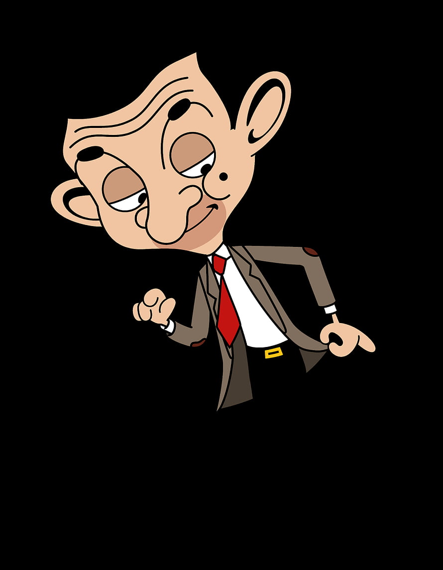 Mr. Bean Cartoon Character in Brown Suit and Red Tie on Black Background HD phone wallpaper