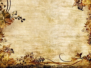 Antique Sepia Floral Border on Aged Paper Texture HD wallpaper